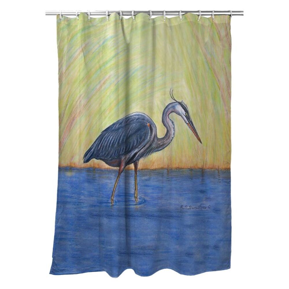 Betsy Drake Blue Heron Shower Curtain